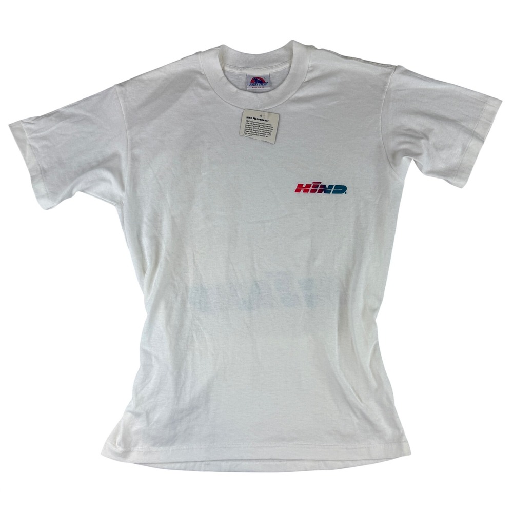 Hind T-Shirt Mens Large White Vintage Single Stitch Performance Logo USA Made